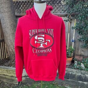 VTG 1995 Red Super Bowl XXIX Champions San Francisco 49ers Hoodie Men's Large